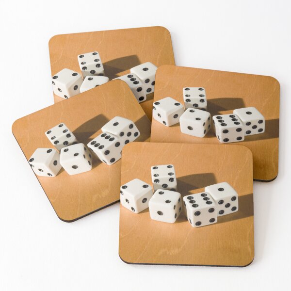 Item preview, 5 White Dice on a Wooden Table designed and sold by rodmacpherson.