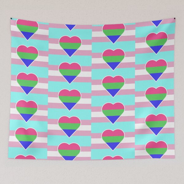 Item preview, Transgender Pride Flag with Polysexual/Polyromantic Heart designed and sold by DisneyFanatic23.