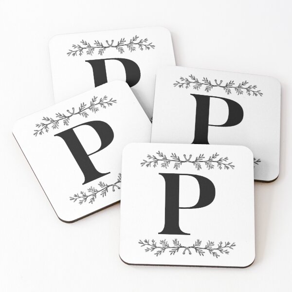 Item preview, Bold P initial between Pine Branches designed and sold by Kari Nichols.