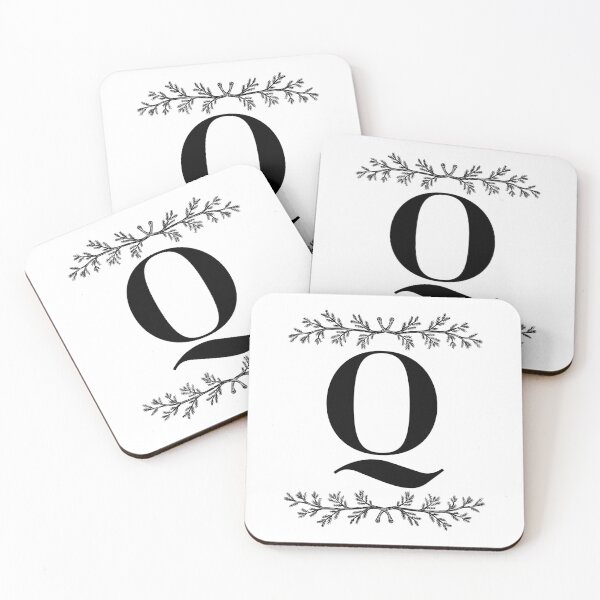 Item preview, Bold Q initial between Pine Branches designed and sold by Kari Nichols.
