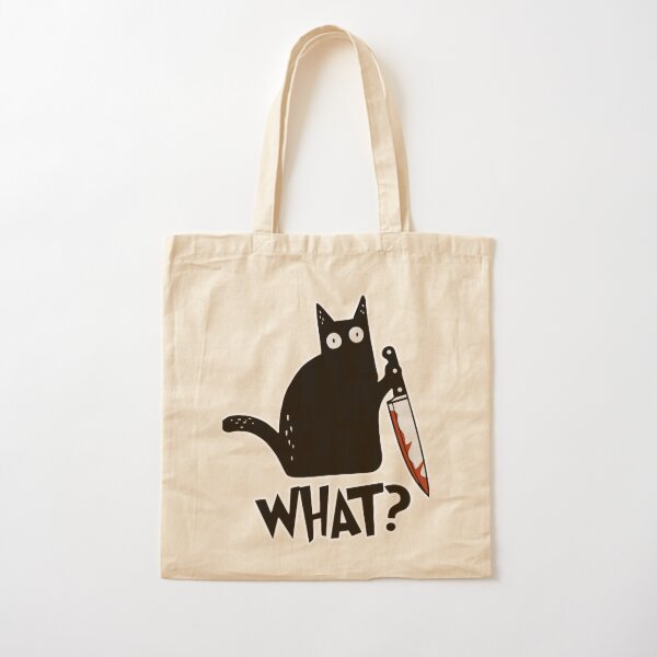  Cat What? Murderous Black Cat With Knife Gift Premium Cotton Tote Bag