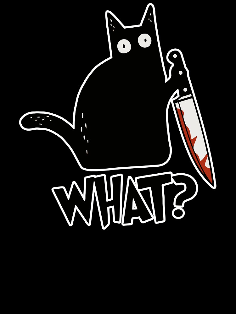 Cat What? Murderous Black Cat With Knife Gift Premium T-Shirt Sticker for  Sale by ZeLittleFamily