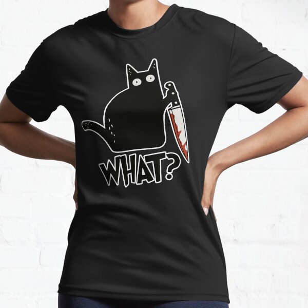 Cat What? Murderous Black Cat With Knife Gift Premium Active T-Shirt