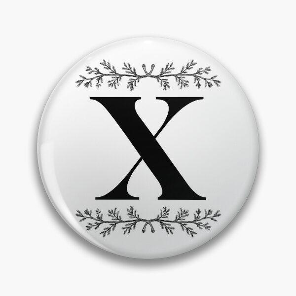 Item preview, Bold X initial between Pine Branches designed and sold by Kari Nichols.