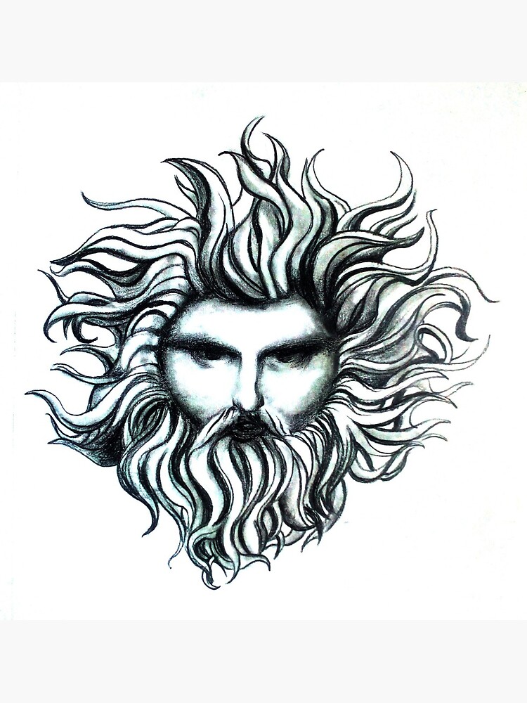 Tarjetas de felicitación «Zeus el Dios del trueno de la mitología griega, tipo tatuaje, dibujo a lápiz blanco y negro.» de fgcreativo | Redbubble