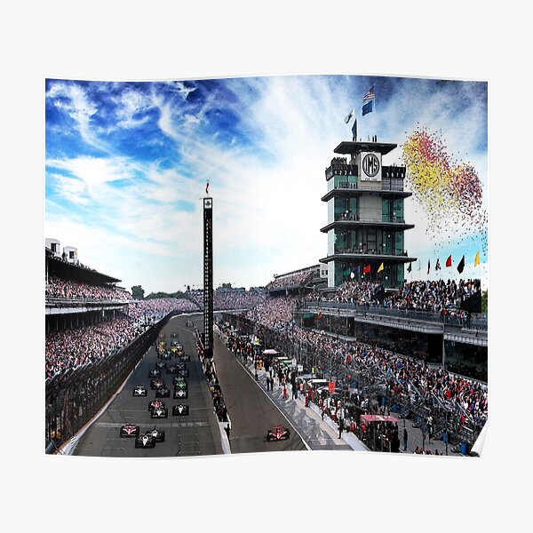 Indianapolis 500 Start collage "Back home again in Indiana" Poster