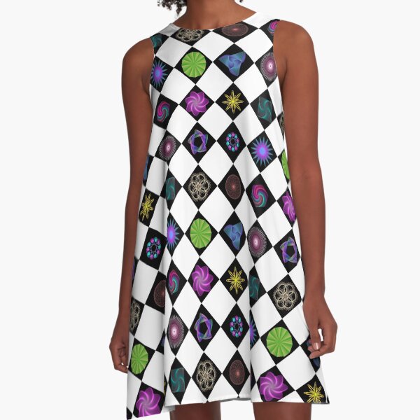 Beautiful colorful geometric rhombus shapes A-Line Dress