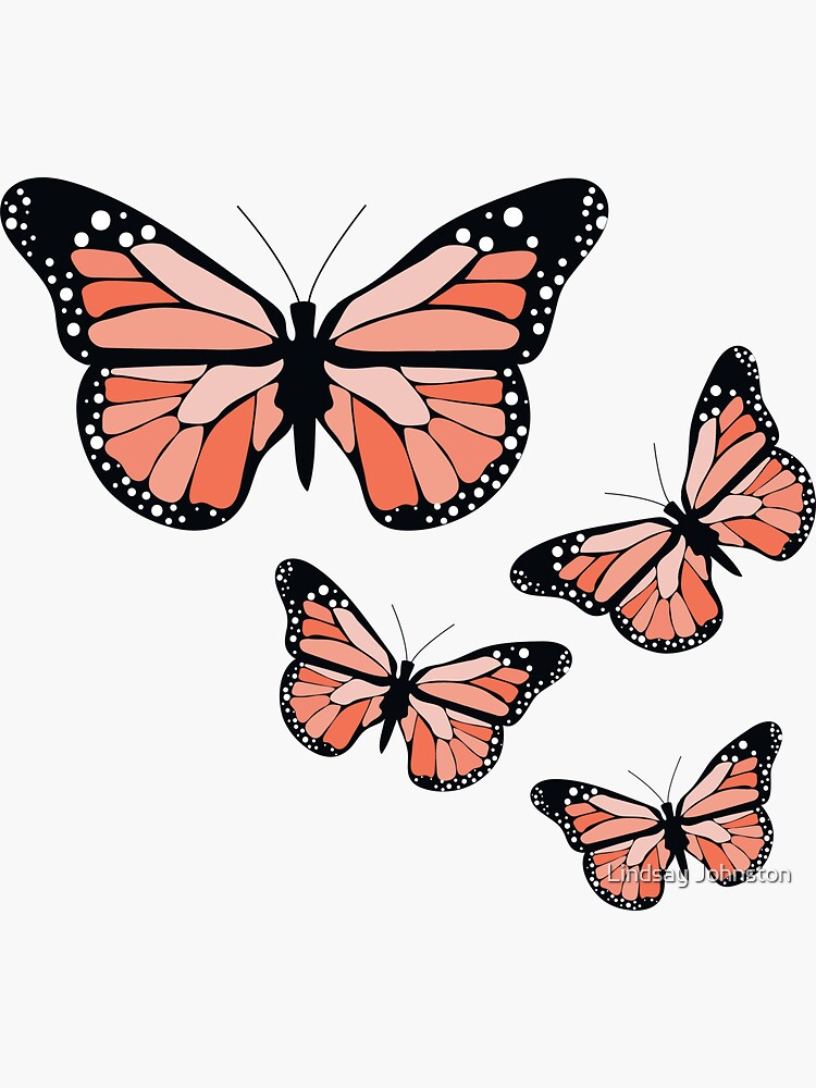 peach butterflies sticker by lpjohnston redbubble