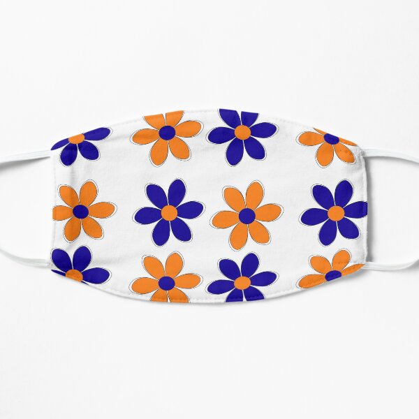 Blue and Orange Flowers - School Colors Flat Mask