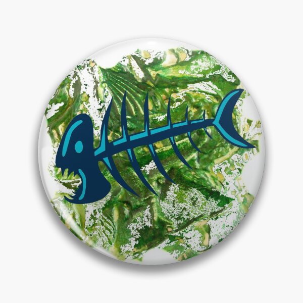 FISH SKELETON SWIRLING SEAS Pin