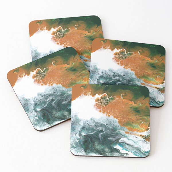 Item preview, Acrylic Pour in Green And Orange designed and sold by Cleave.
