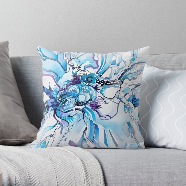 Sub-Atomic Stress Release Therapy - Watercolor Painting Throw Pillow