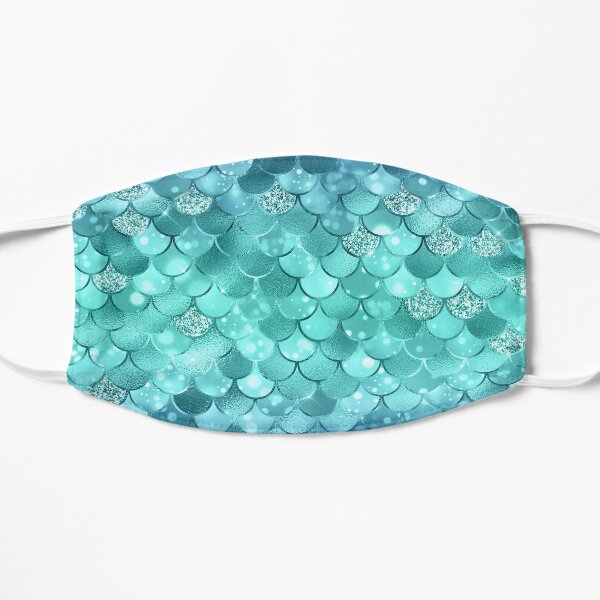 Blue and Green Metallic Mermaid Scale Pattern Mask