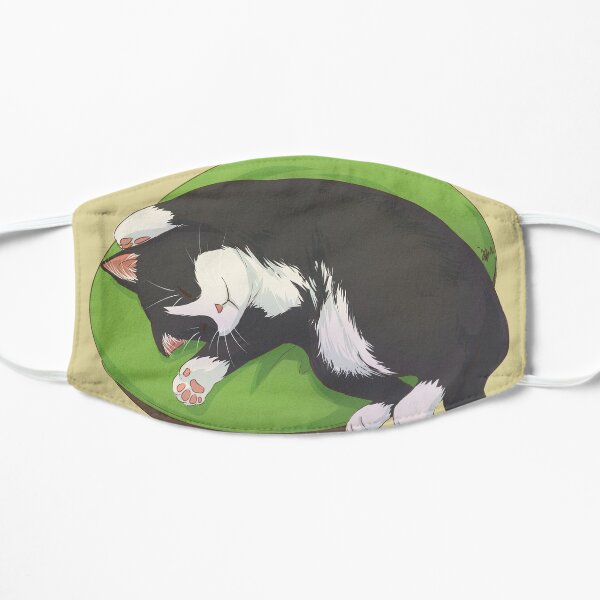 Sleeping Cat Tuxedo Black and White Small Mask