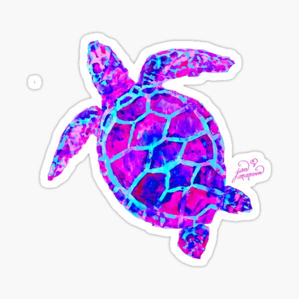 Sea Turtle Pink and Blue Sticker