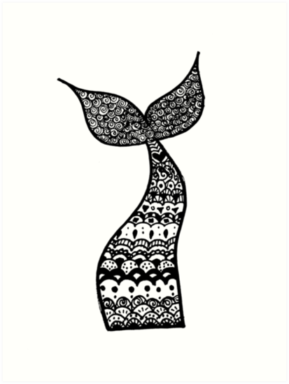 Download "Mermaid Tail Zentangle" Art Print by alexavec | Redbubble