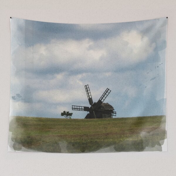 Item preview, Ukraine Ancient Wooden Windmill on Meadow designed and sold by r-silver.