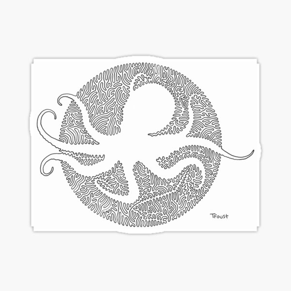 One line Octopus by tfoust Sticker