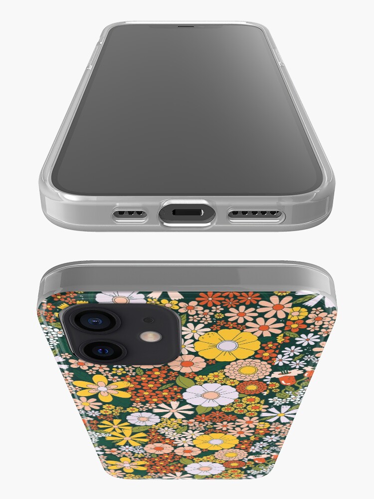 Alternate view of retro 70s green flower pattern iPhone Case & Cover
