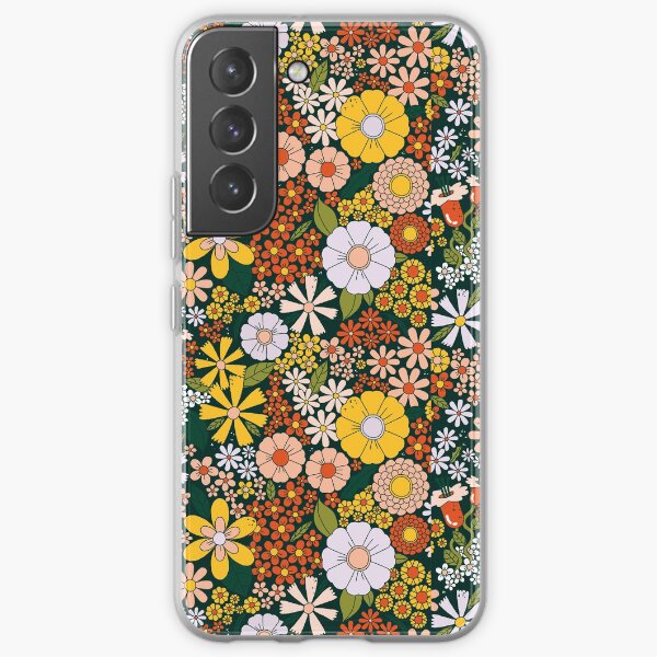 retro 70s green flower pattern Samsung Galaxy Soft Case