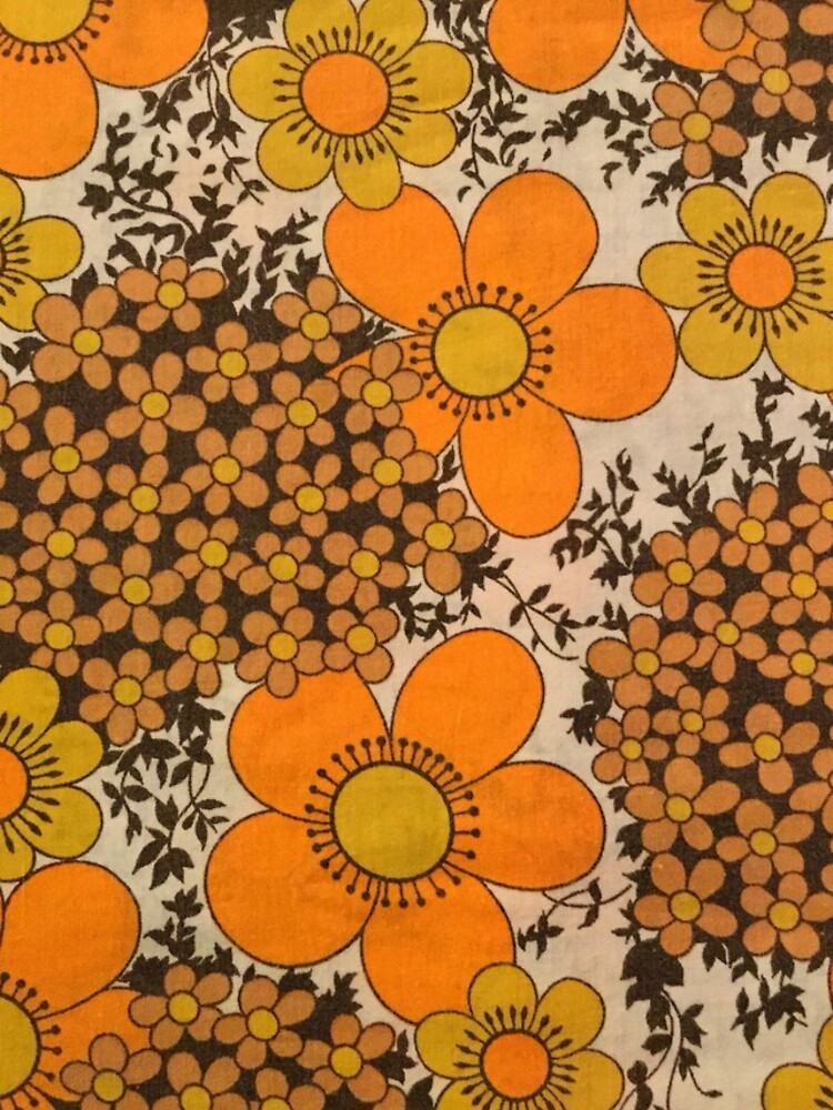 60s 70s orange floral pattern by SockSandwich