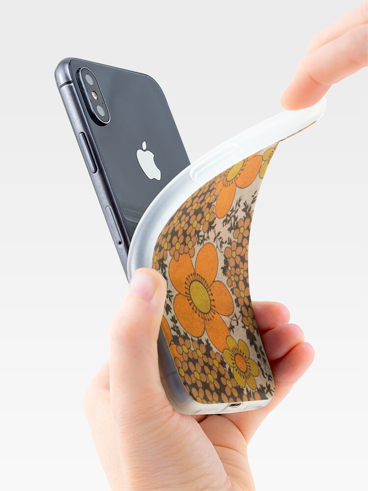 Alternate view of 60s 70s orange floral pattern iPhone Case & Cover
