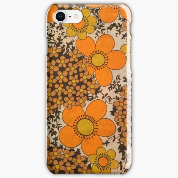 60s 70s orange floral pattern iPhone Snap Case