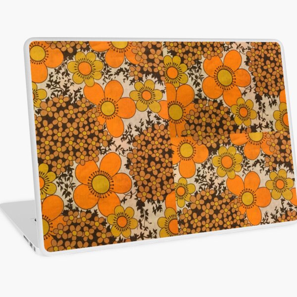 60s 70s orange floral pattern Laptop Skin