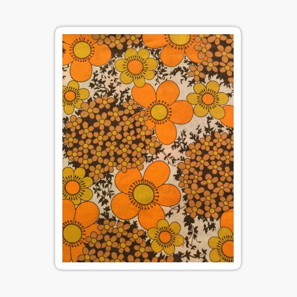 Item preview, 60s 70s orange floral pattern designed and sold by SockSandwich.