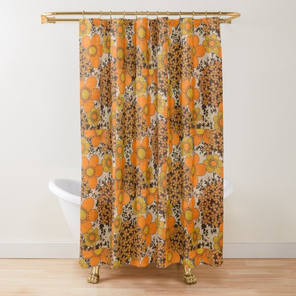 Item preview, 60s 70s orange floral pattern designed and sold by SockSandwich.