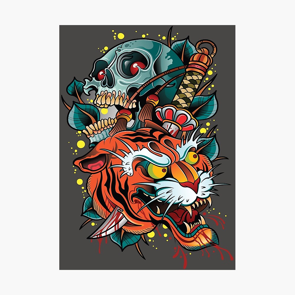 Tiger & Skull Death Temporary Tattoo Fake Sticker Womens Mens Arm Leg | eBay