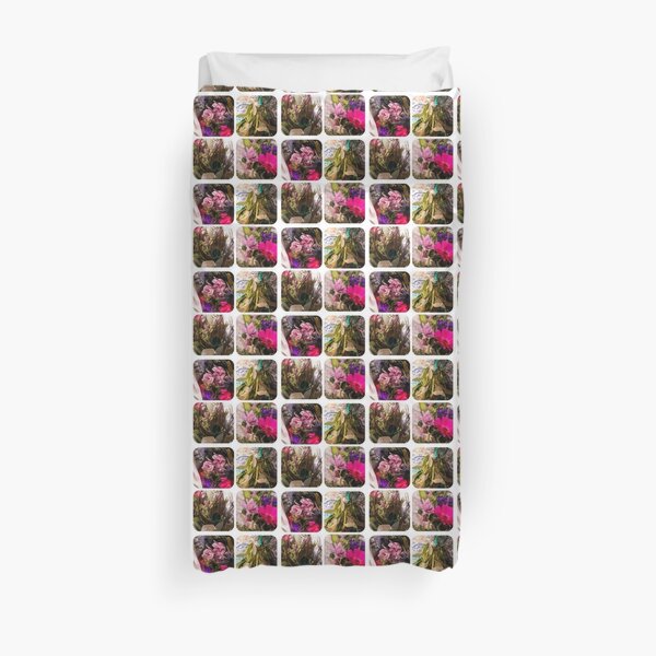 Wedding Boquet Squares Duvet Cover