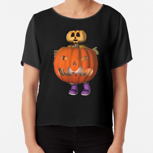 Creepy Pumpkin Man Halloween Chiffon Top
