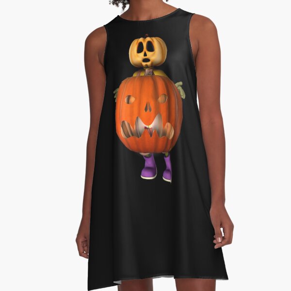 Creepy Pumpkin Man Halloween A-Line Dress