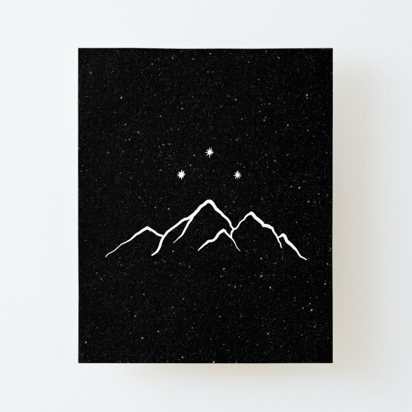Night court - starry black and white Canvas Mounted Print