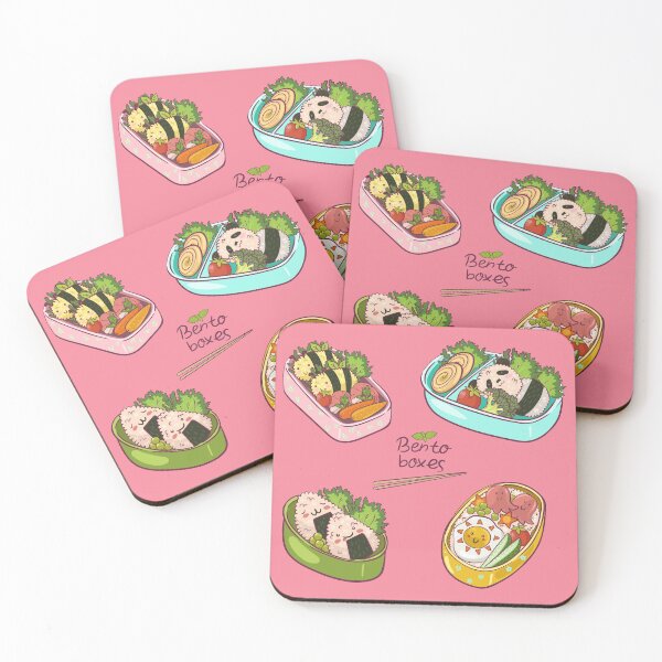 Item preview, Kawaii bento boxes on pink background designed and sold by burbura.