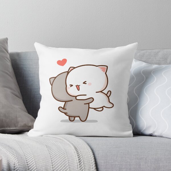 Peach and Goma Hug - Mochi Peach Cat Coussin