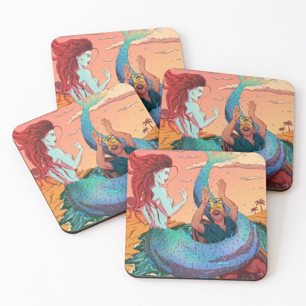 Item preview, Tropical Mermaid | Wall Art Home Decor | Reusable Facemask | Washable Face Cover | Warm Colors Drawing | Illustration designed and sold by Any Color Designs.