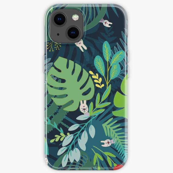 Little bunnies hiding in the jungle iPhone Soft Case