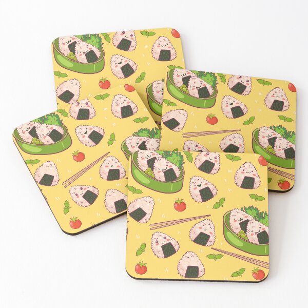 Item preview, Cute onigiri on a yellow background designed and sold by burbura.
