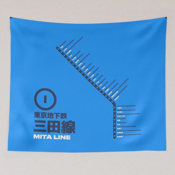 Item preview, Tokyo Mita Line Train Station List Map Blue designed and sold by VoodooCircus.