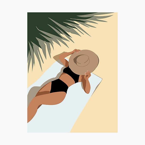 A beach girl in black bikini Photographic Print