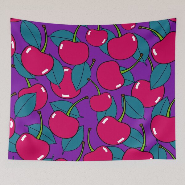 Item preview, Bright Cherries + Leaves Pattern (purple) designed and sold by CTADesigns.