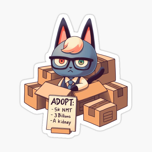 Raymond in Boxes // Cat Smug Villager, Animal Crossing, Kawaii Sticker