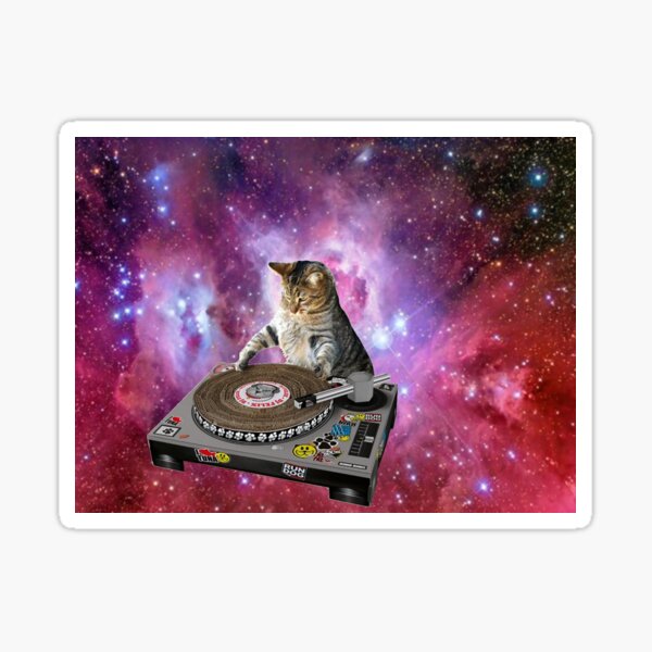 Regalo de gafas Techno House Funny DJ Cat' Pegatina