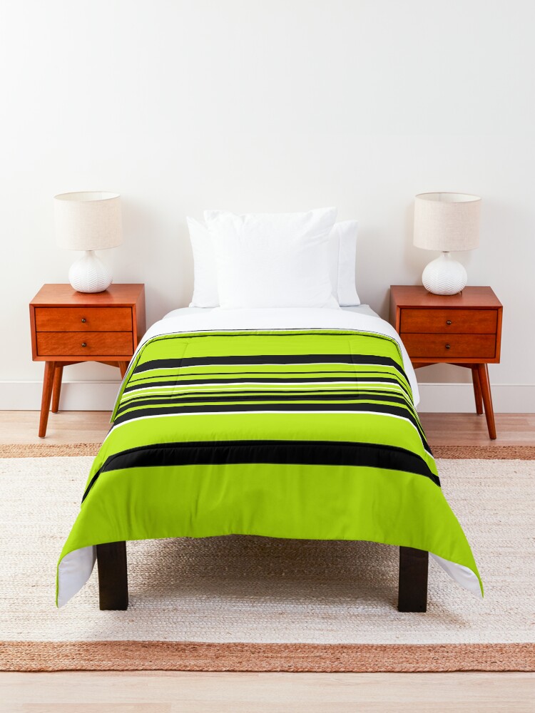 Alternate view of Complex Stripes - Lime Green Comforter