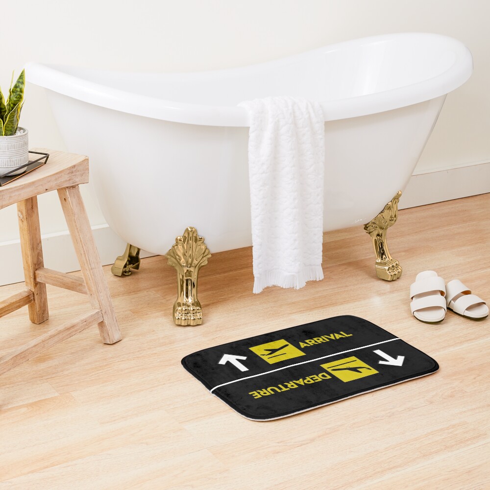 Aviation Departures Arrivals Bath Mat