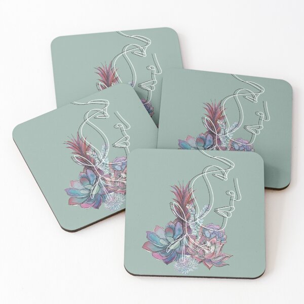 Item preview, Blooming Woman (Teal) - Line Art designed and sold by GemsLineArt.