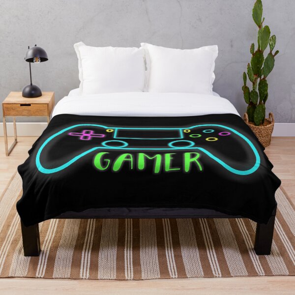 Neon gamer controller neon colors Throw Blanket