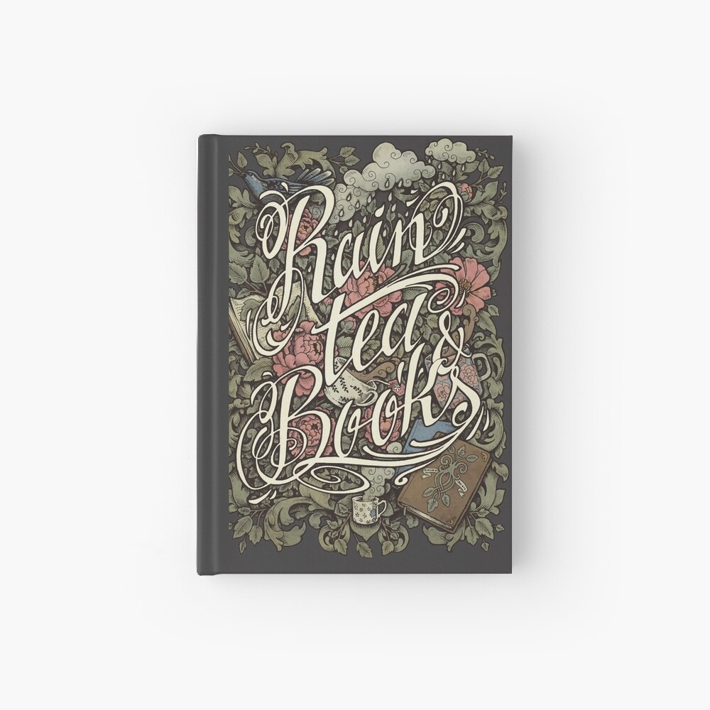 Rain, Tea & Books - Color version Hardcover Journal